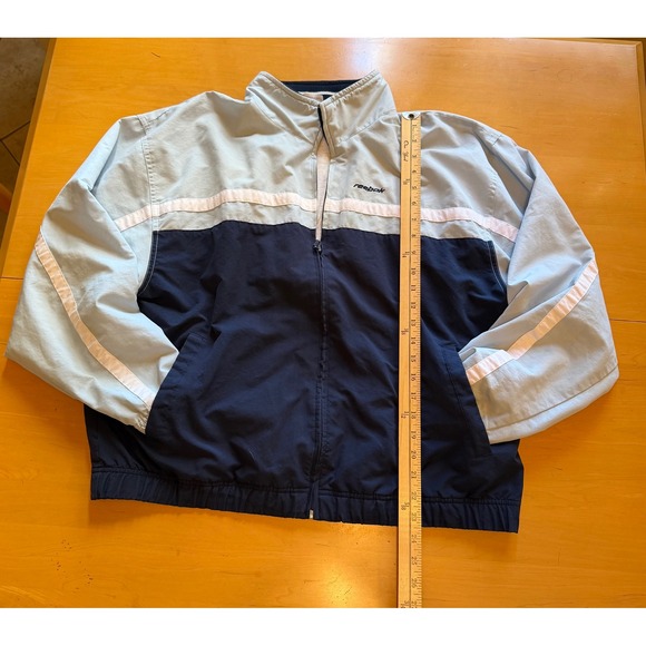 Vintage Reebok Mens Color Block Track Jacket Zip Up Athletic Outerwear Blue Grey - Picture 2 of 9